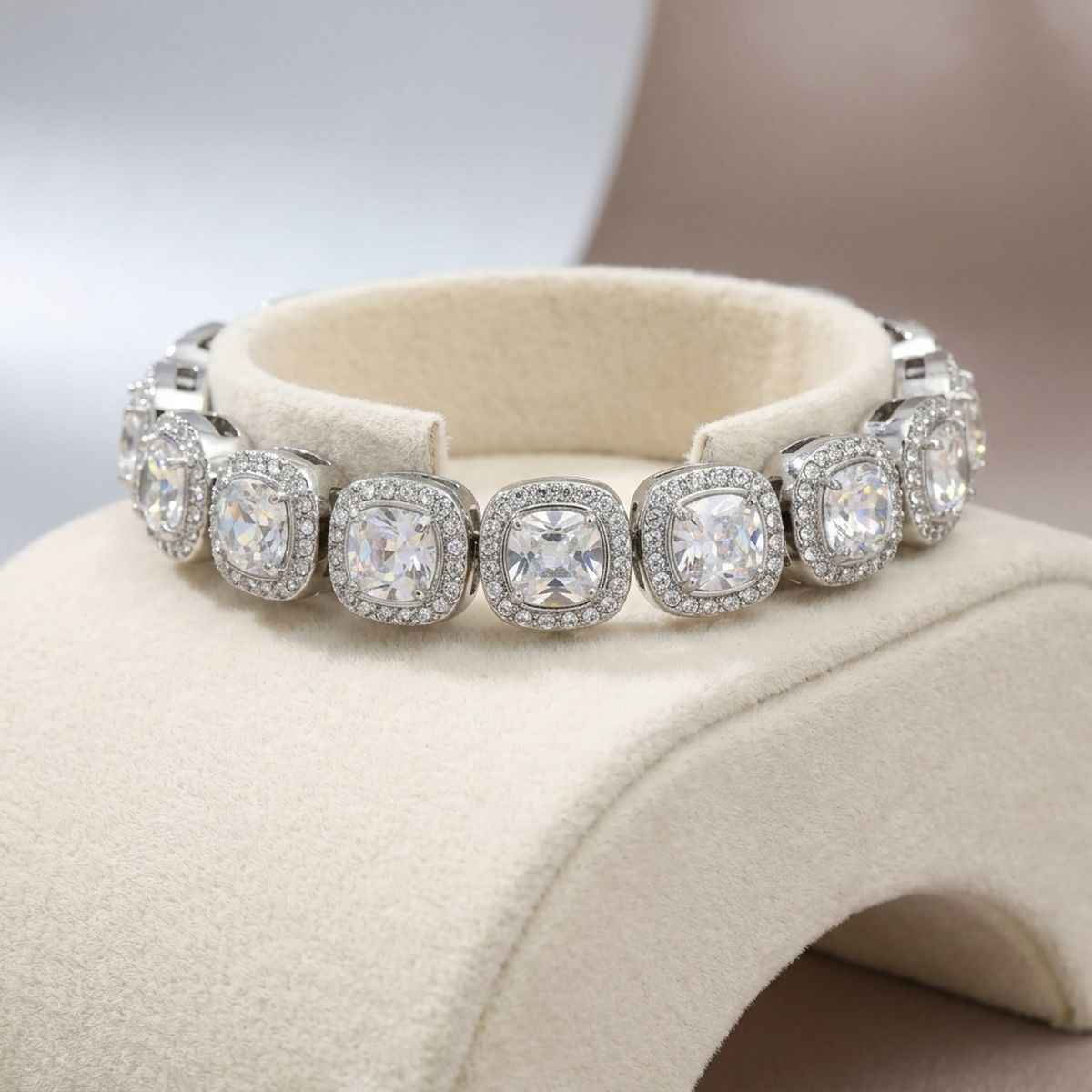 Tennis Silver Cushion Cut Crystal Luxe Bracelet