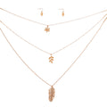 Gold 3 Layer Chain Leaf Necklace