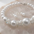 White Pearl Bead Cluster Single Strand Necklace