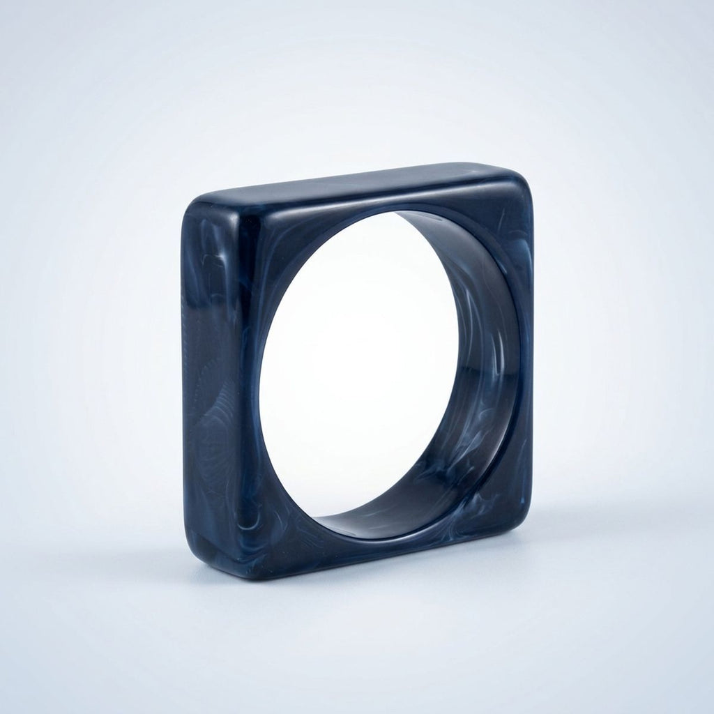 Bangle Navy Marbled Square Retro Bracelet