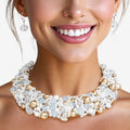 Bib White Artistic Glass Copper Choker Necklace